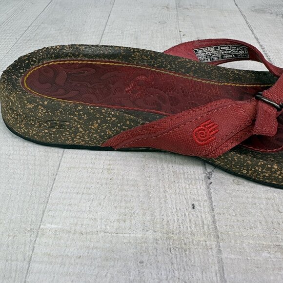 Teva VENTURA 6503 Red Leather Cork Thong Flip Flop Slide Sandal Size 9  EU 40 - Picture 13 of 16